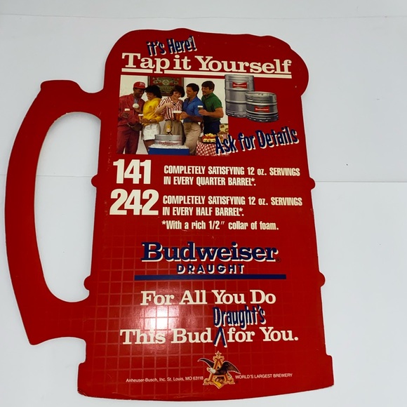 Budweiser Other Vintage Budweiser Beer Cardboard Sign 7s 80s Poshmark